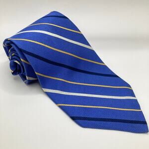 Lauren Ralph Lauren 100% Silk Blue Striped Repp Tie Regimental Preppy Gift